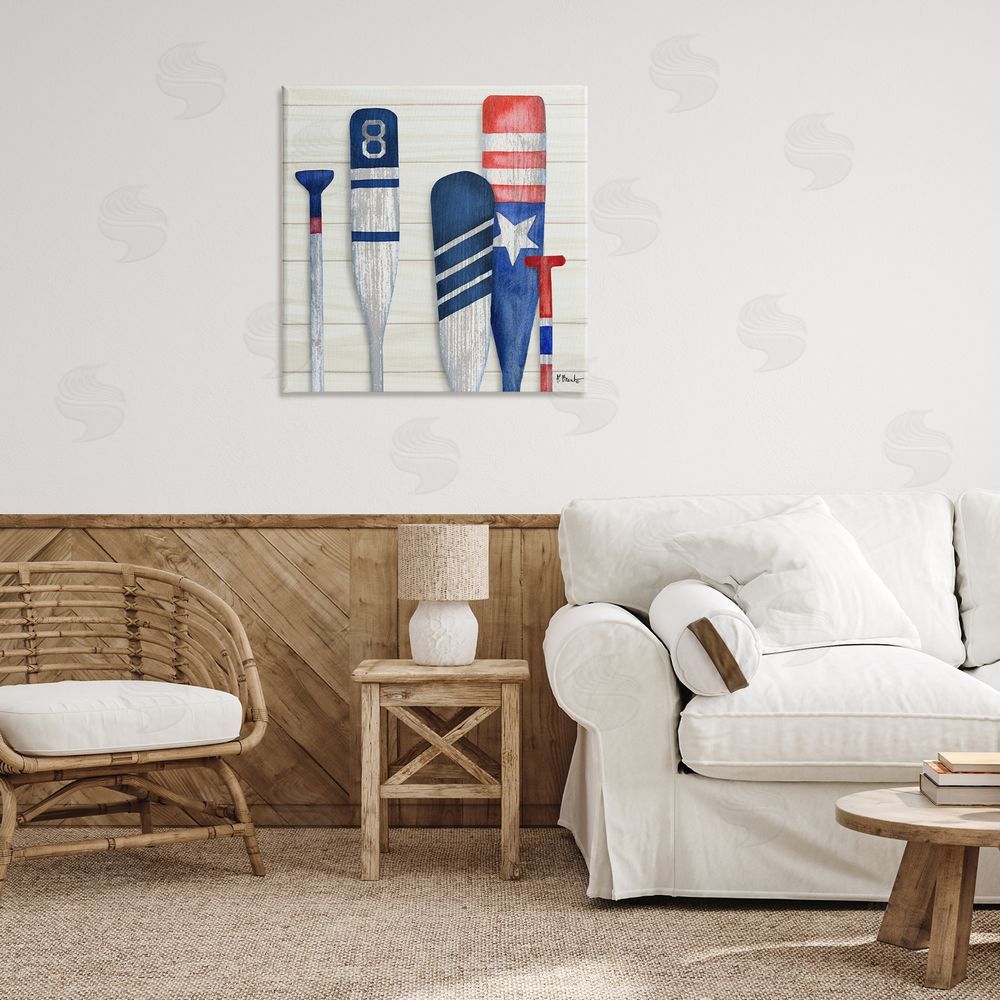 Paul Brent Port Oars Rustic Americana Patterns Canvas Wall Art in Room