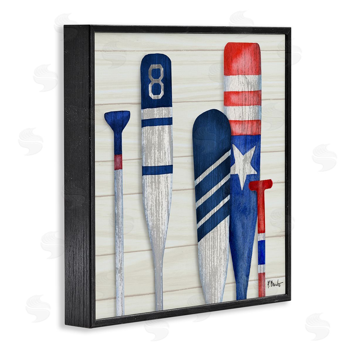 Paul Brent Port Oars Rustic Americana Patterns Black Framed Glicee Wall Art Print