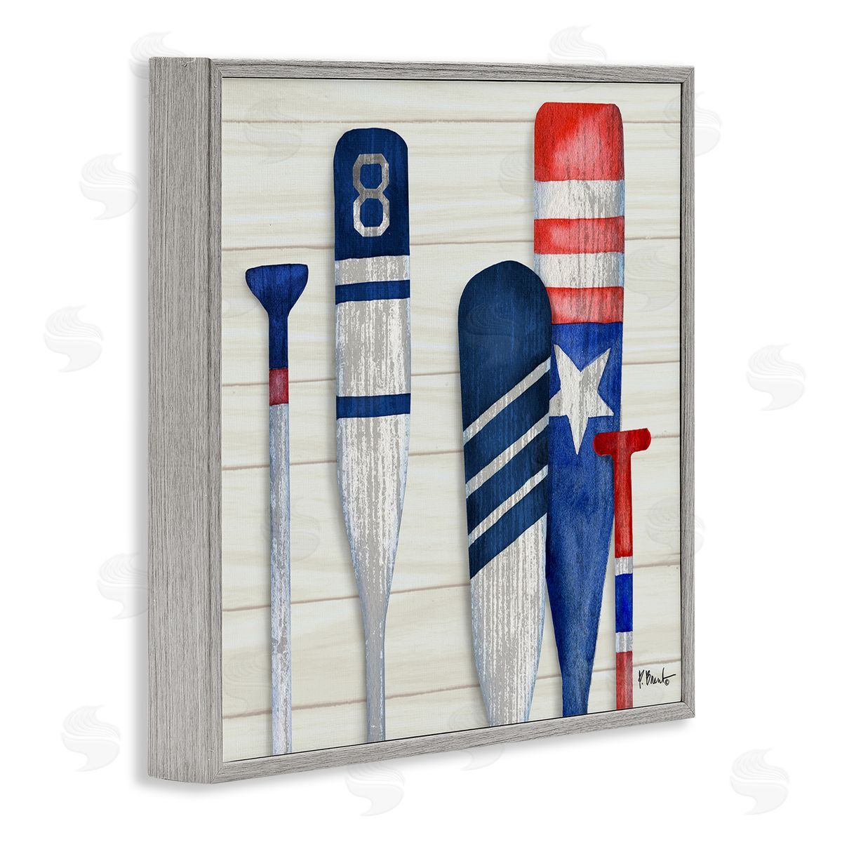 Paul Brent Port Oars Rustic Americana Patterns Gray Framed Glicee Wall Art Print