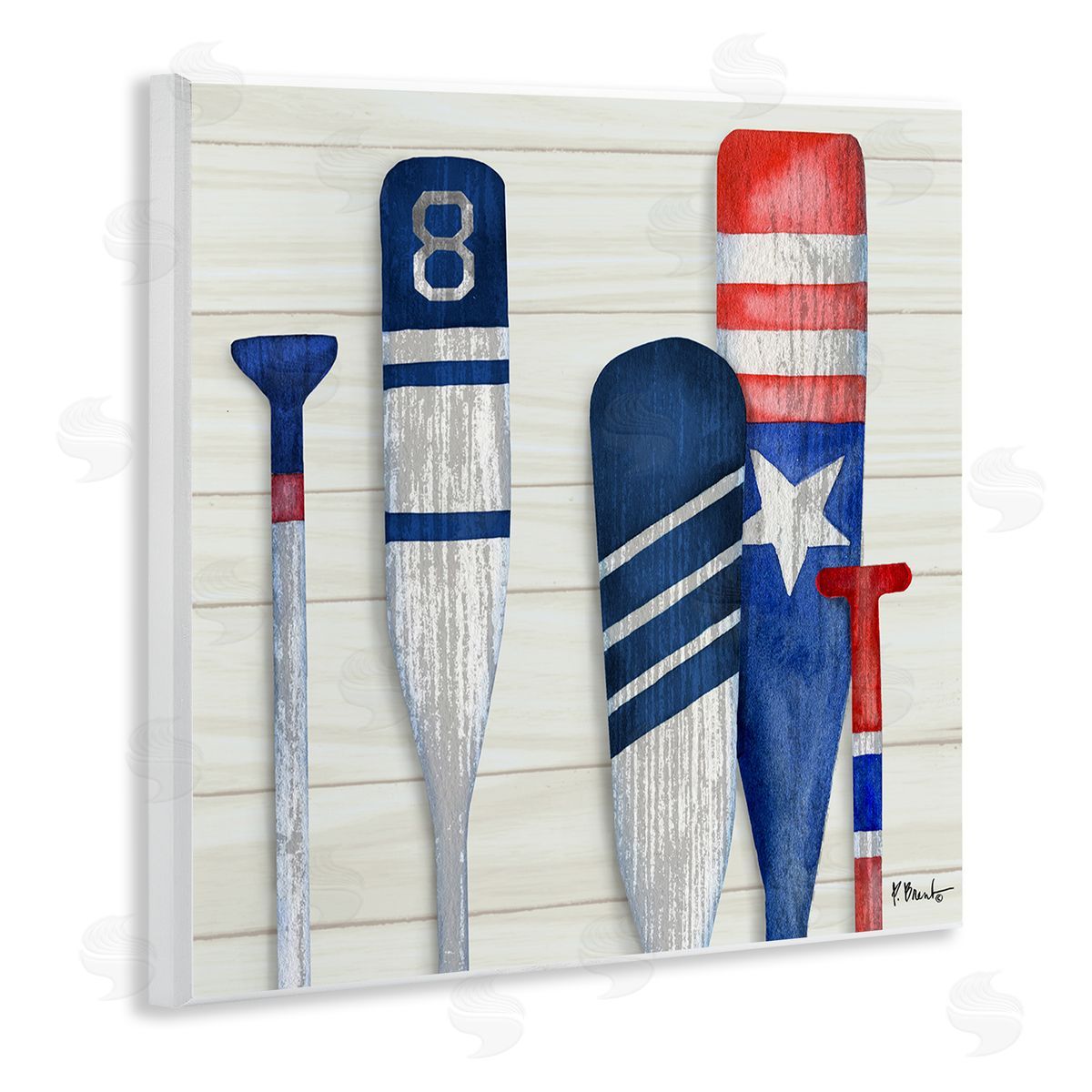 Paul Brent Port Oars Rustic Americana Patterns Wooden Wall Plaque Art Print
