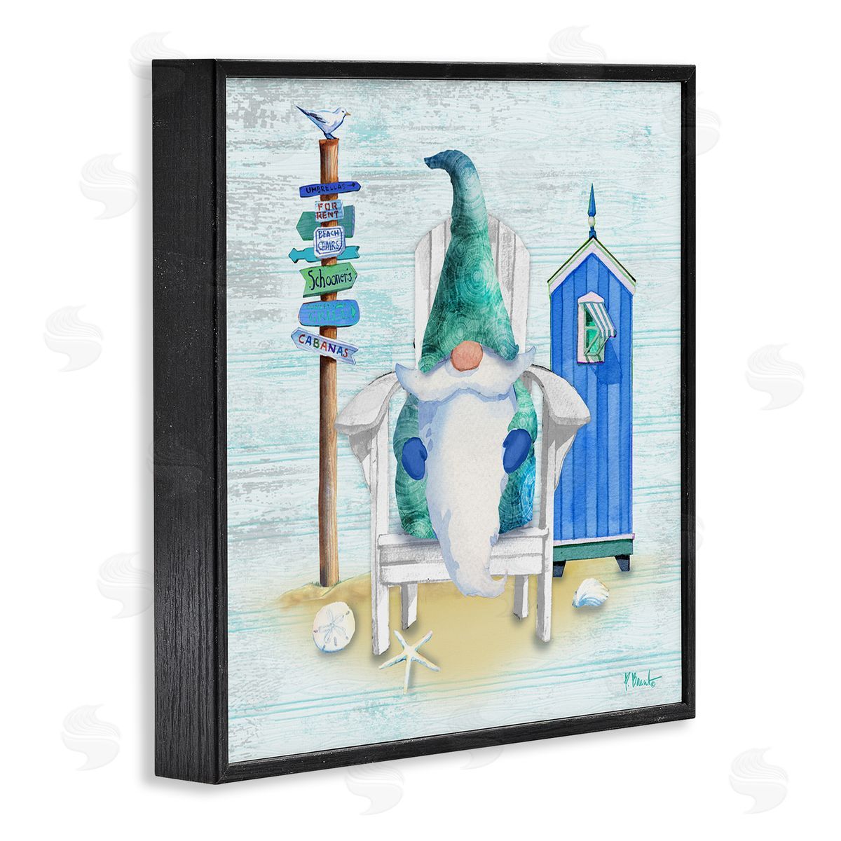 Paul Brent Coastal Gnome Beach Life Relaxing Black Framed Glicee Wall Art Print