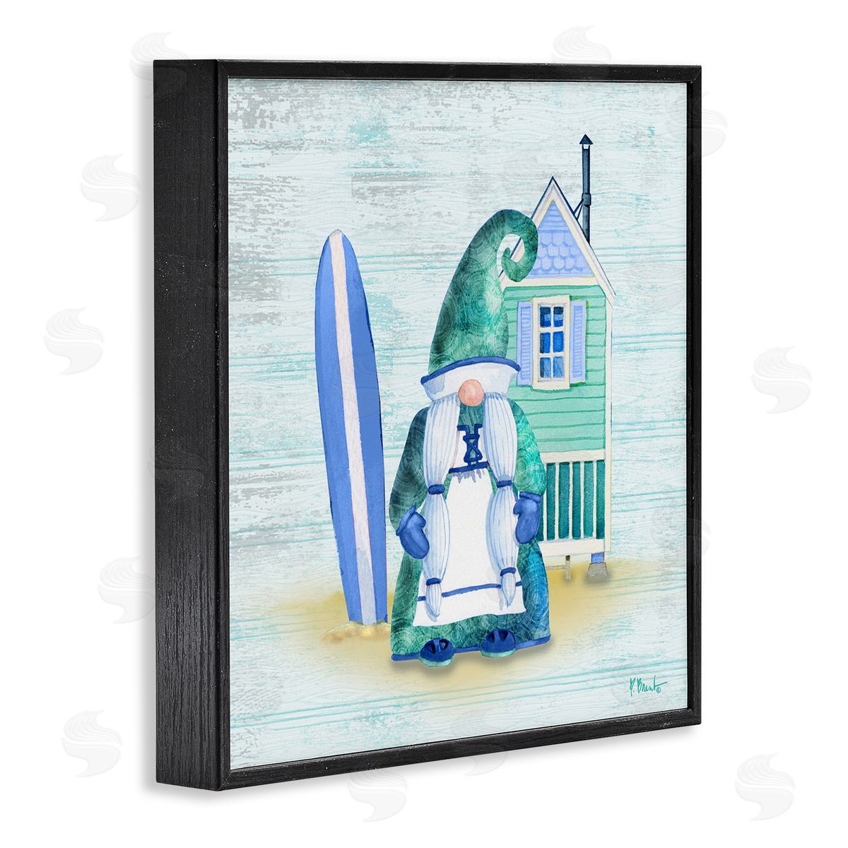 Paul Brent Coastal Gnome Beach Shack Home Black Framed Glicee Wall Art Print