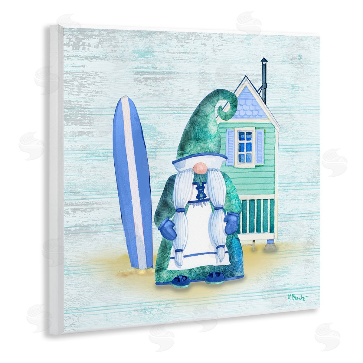 Paul Brent Coastal Gnome Beach Shack Home Wooden Wall Plaque Art Print