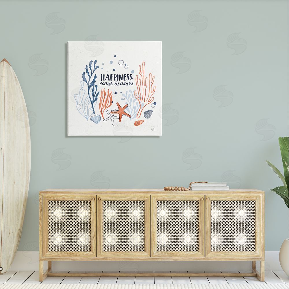 Janelle Penner Happiness Comes In Waves Sea Life Canvas Wall Art in Room