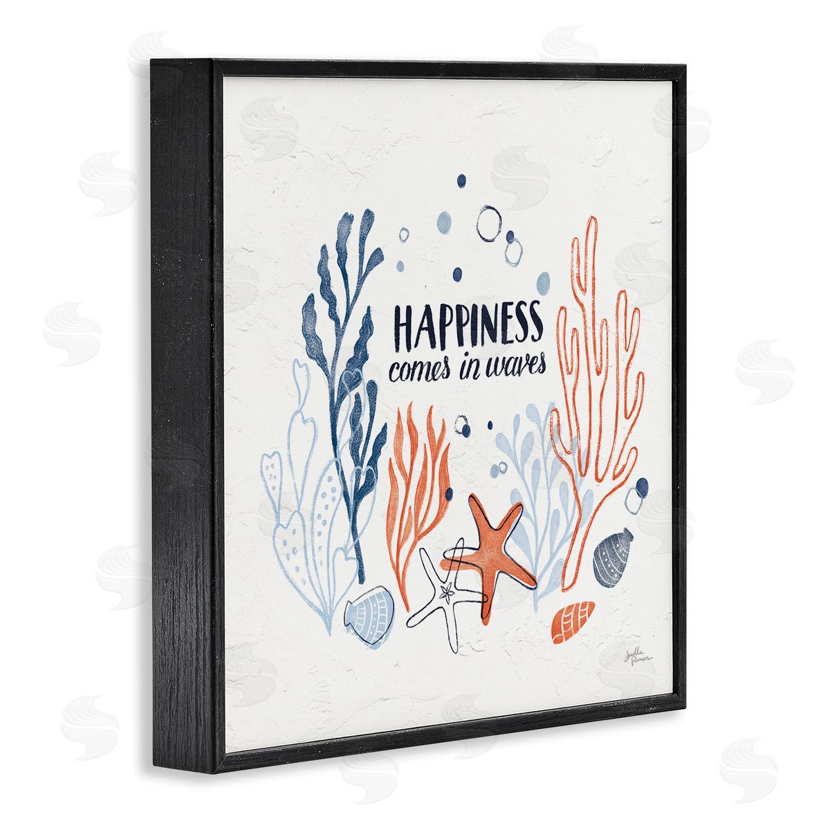 Janelle Penner Happiness Comes In Waves Sea Life Black Framed Glicee Wall Art Print