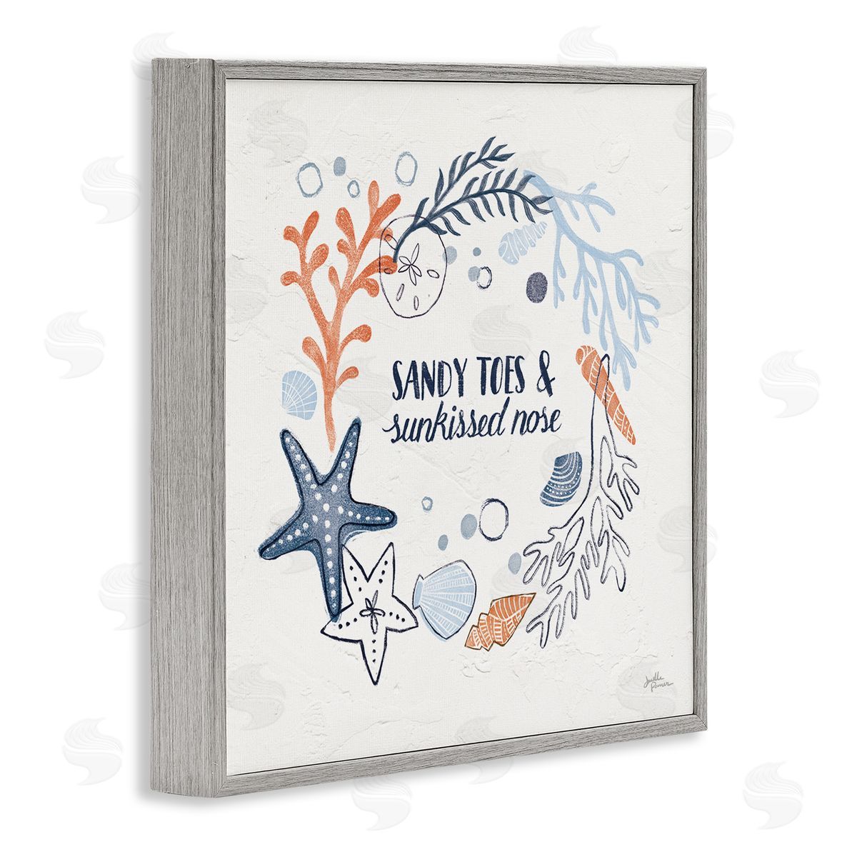 Janelle Penner Sandy Toes Sunkissed Nose Phrase Gray Framed Glicee Wall Art Print