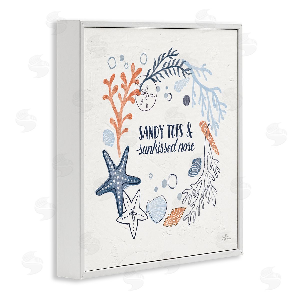 Janelle Penner Sandy Toes Sunkissed Nose Phrase White Framed Glicee Wall Art Print