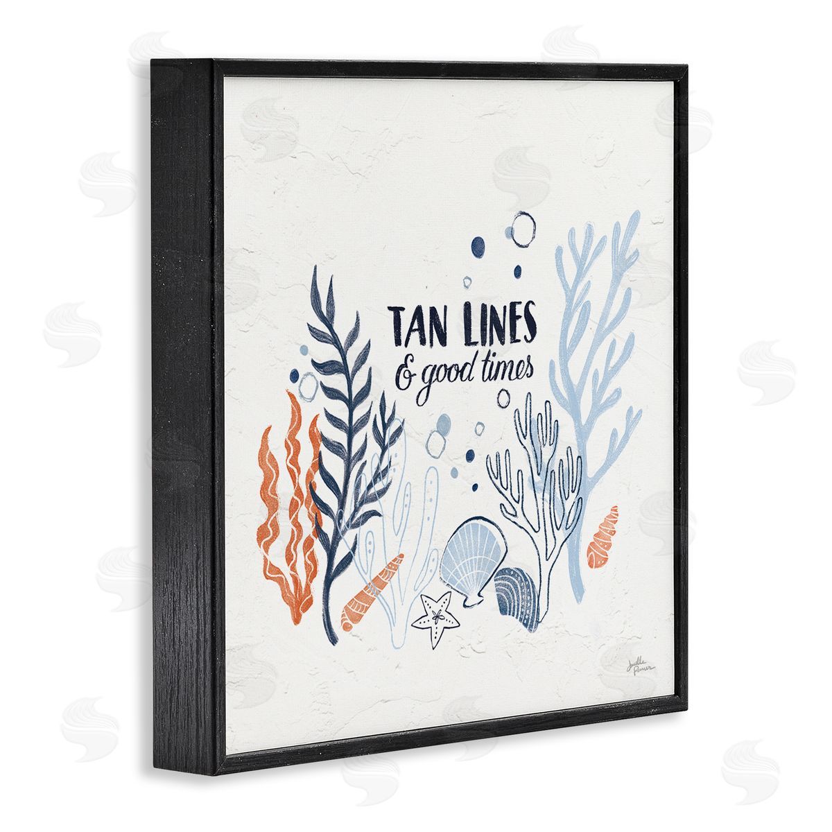 Janelle Penner Tan Lines & Good Times Beach Quote Black Framed Glicee Wall Art Print