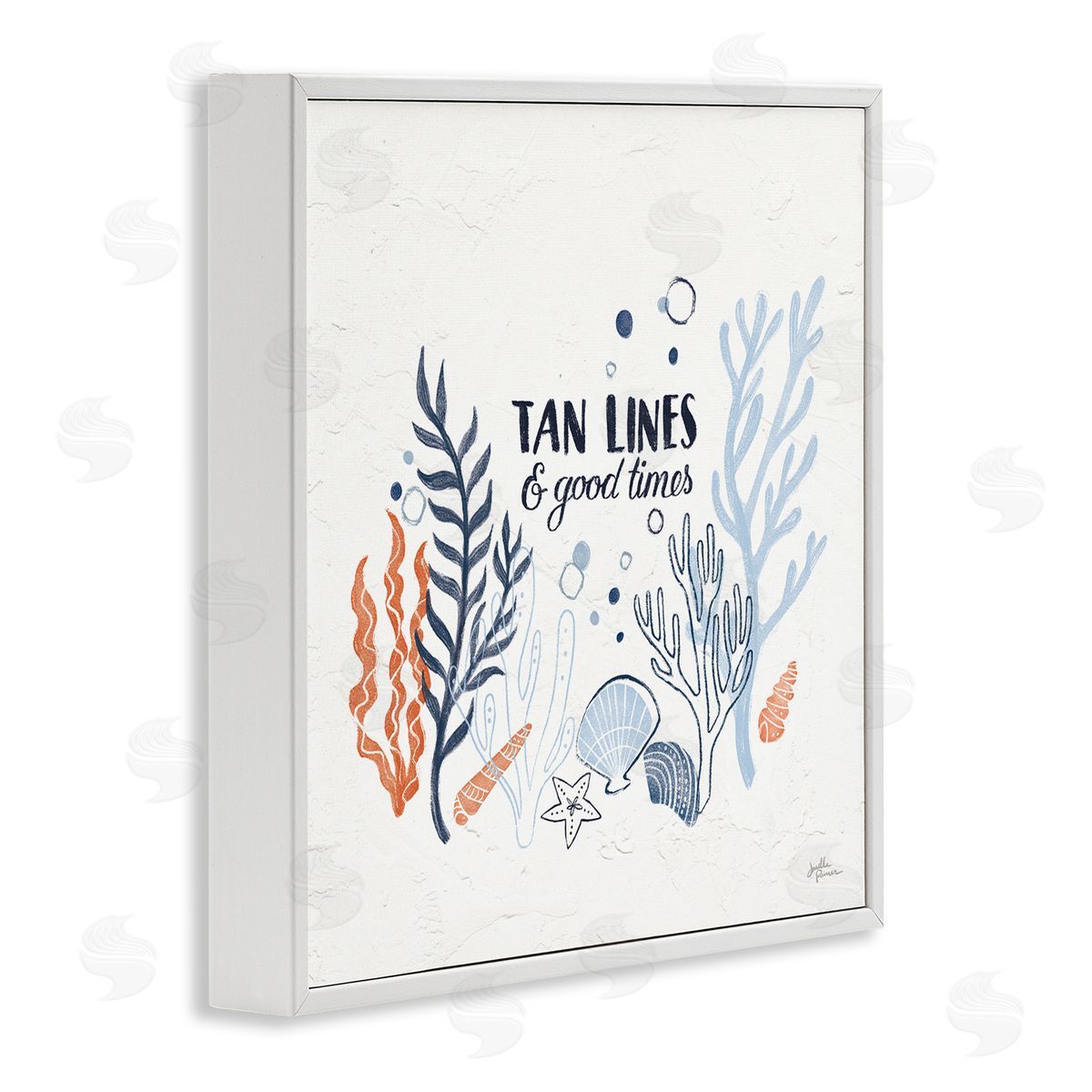 Janelle Penner Tan Lines & Good Times Beach Quote White Framed Glicee Wall Art Print