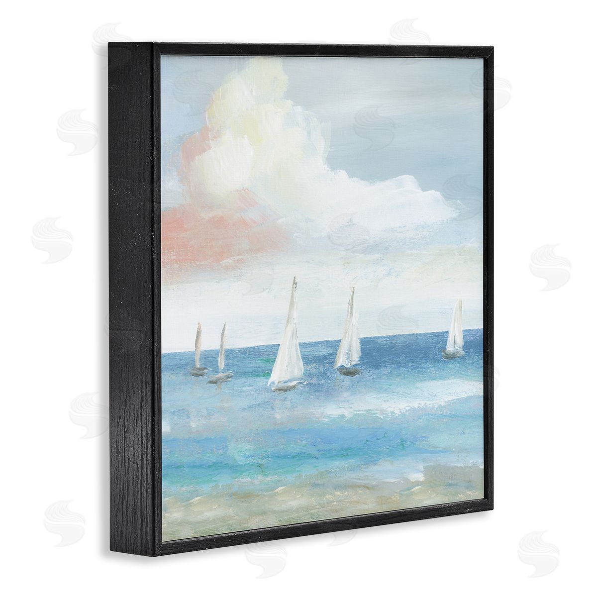 Nan Floating Sailboats Calm Ocean Tide Black Framed Glicee Wall Art Print
