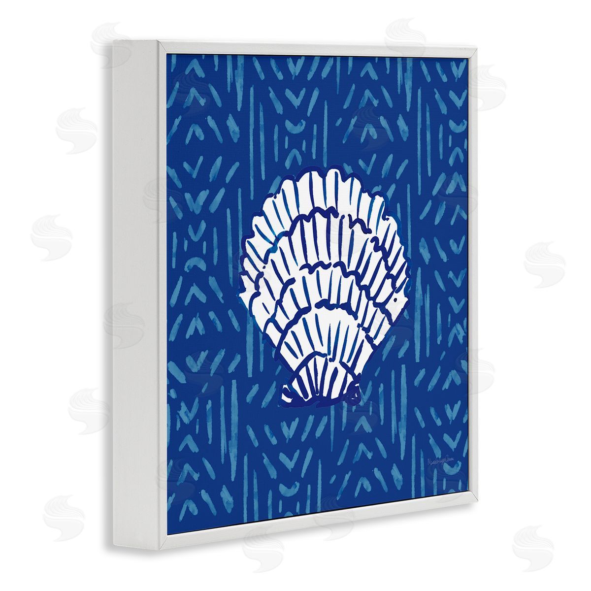 Mercedes Lopez Charro White Clam Shell Patterned Sea Life White Framed Glicee Wall Art Print