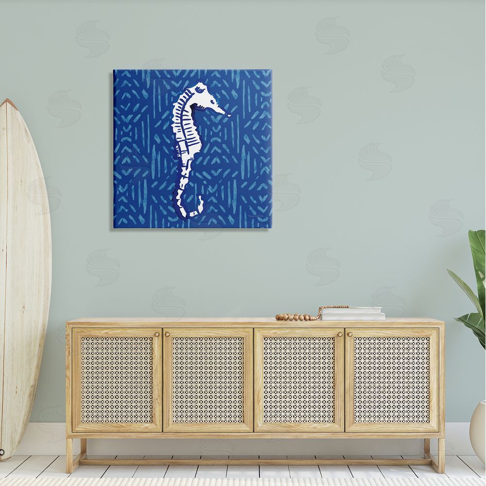 Mercedes Lopez Charro Aquatic Seahorse Marine Life Pattern Canvas Wall Art in Room