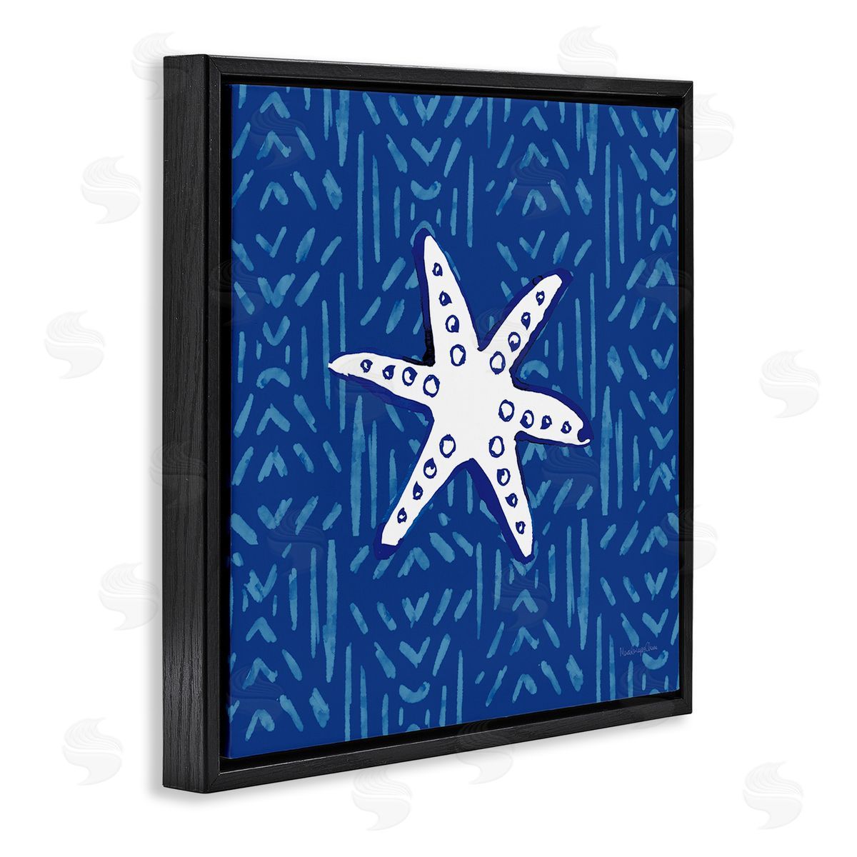 Mercedes Lopez Charro Bold Starfish Coastal Beach Life Black Floating Frame Canvas Wall Art Print