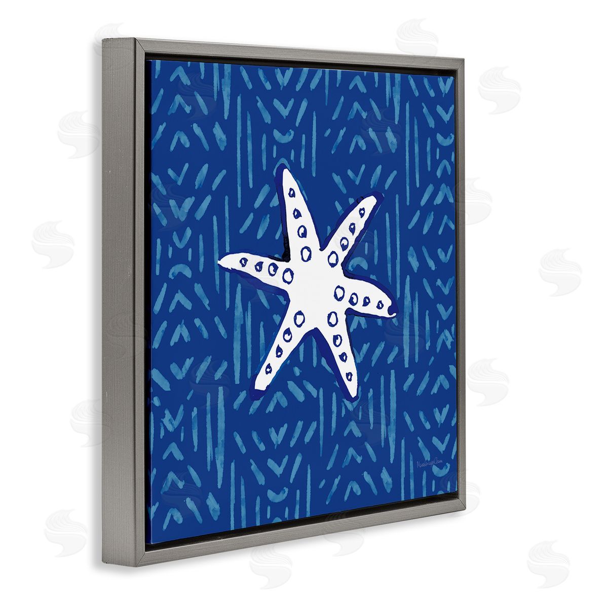 Mercedes Lopez Charro Bold Starfish Coastal Beach Life Gray Floating Frame Canvas Wall Art Print