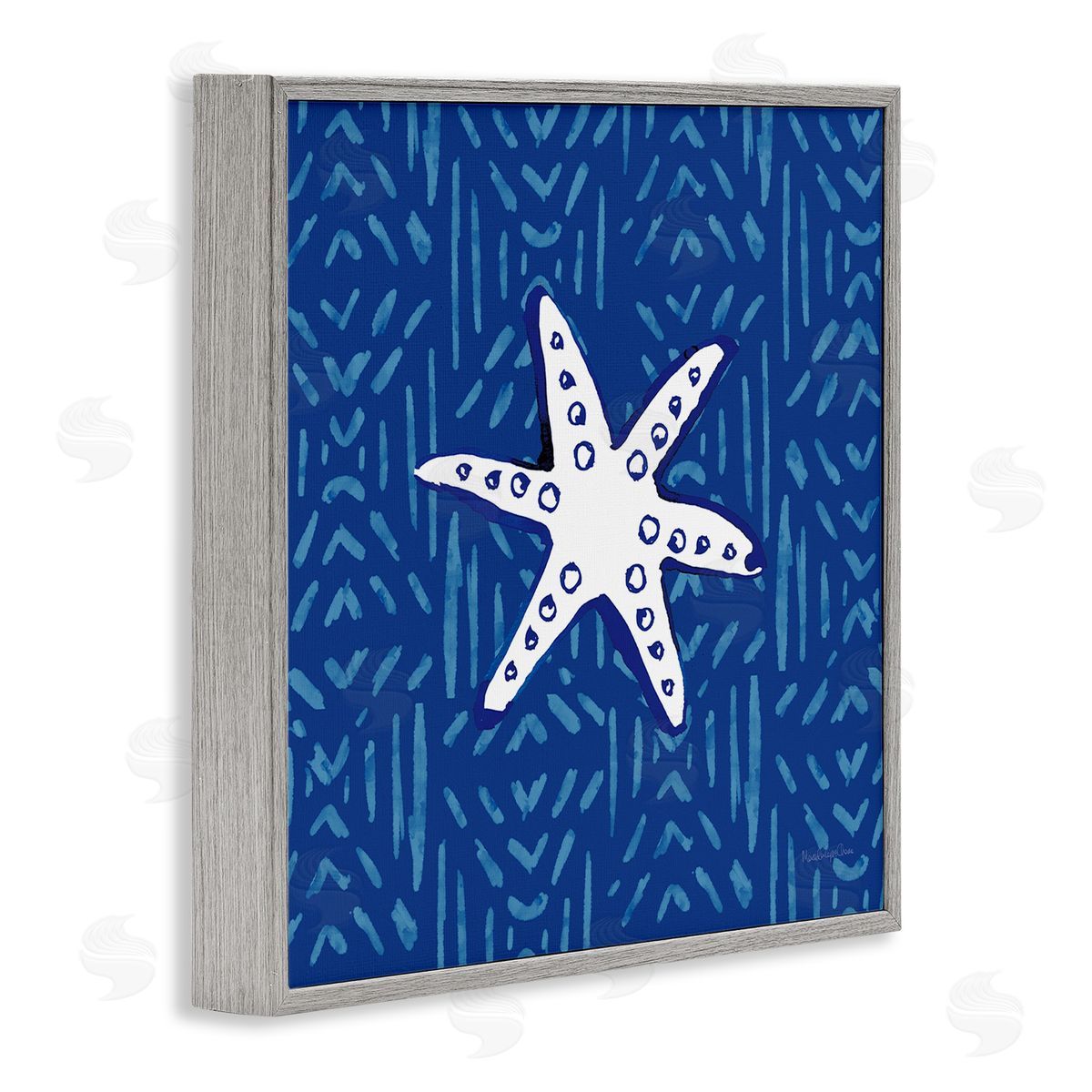 Mercedes Lopez Charro Bold Starfish Coastal Beach Life Gray Framed Glicee Wall Art Print