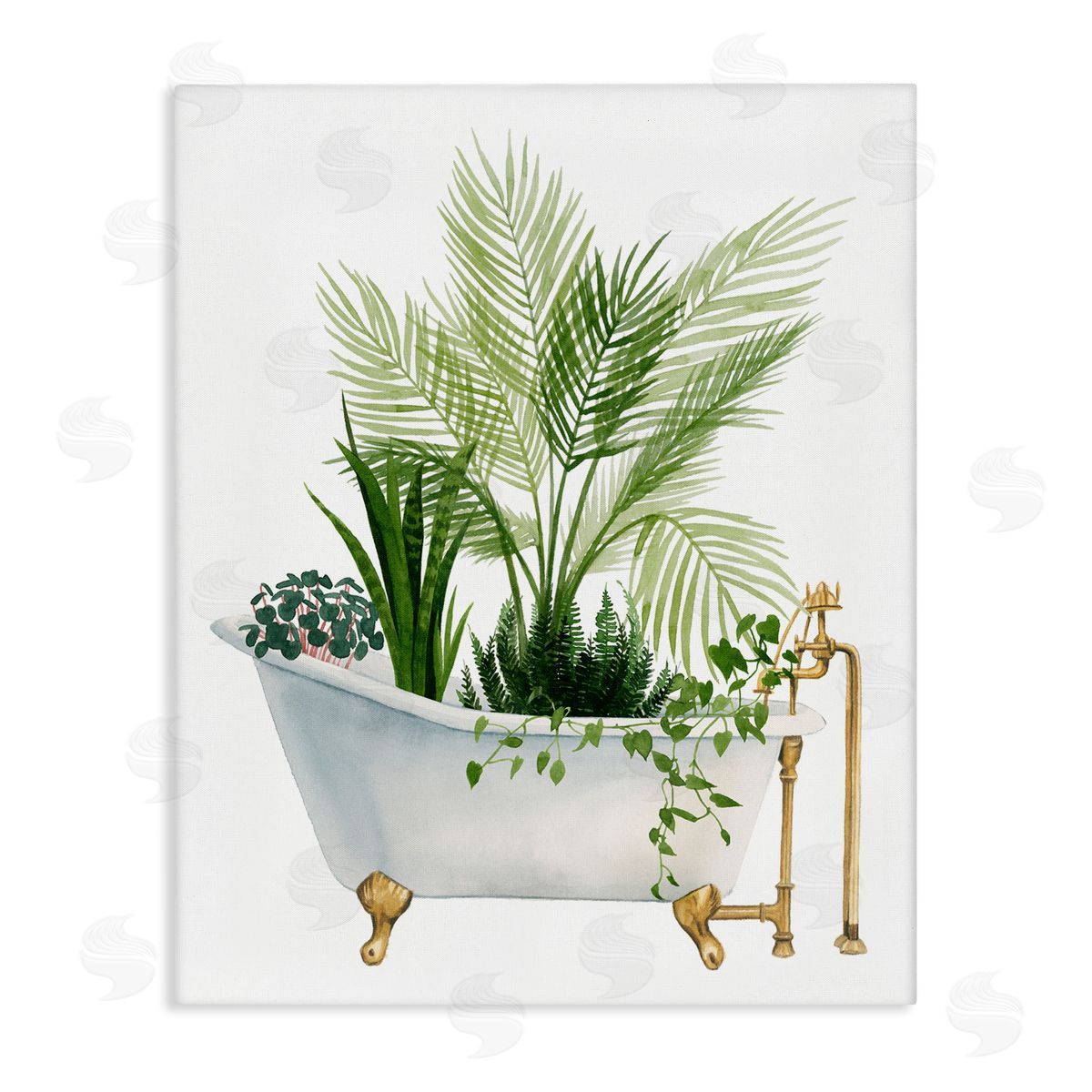 Various Plants Greenery Vintage Tub Canvas Wall Art, Home Decor by Grace Popp