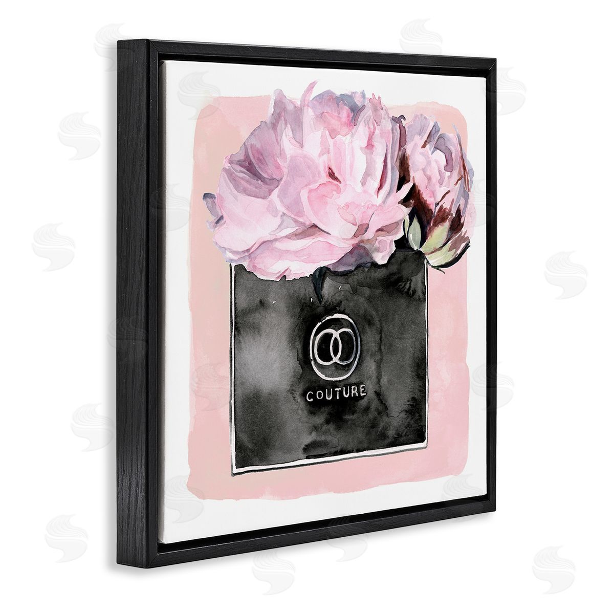 Jennifer Paxton Parker Pink Glam Blossom Fashion Couture Vase Black Floating Frame Canvas Wall Art Print