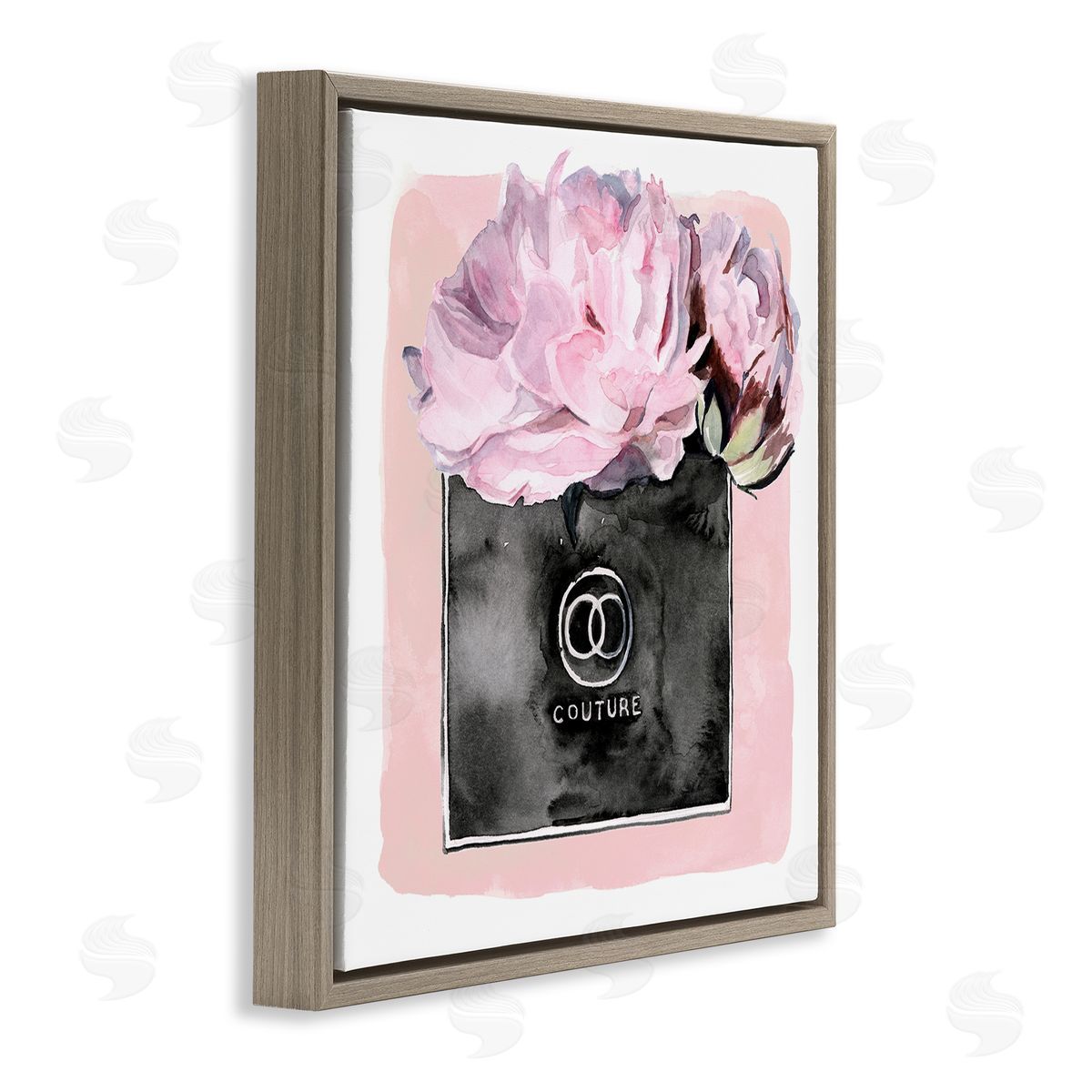 Jennifer Paxton Parker Pink Glam Blossom Fashion Couture Vase Brown Floating Frame Canvas Wall Art Print