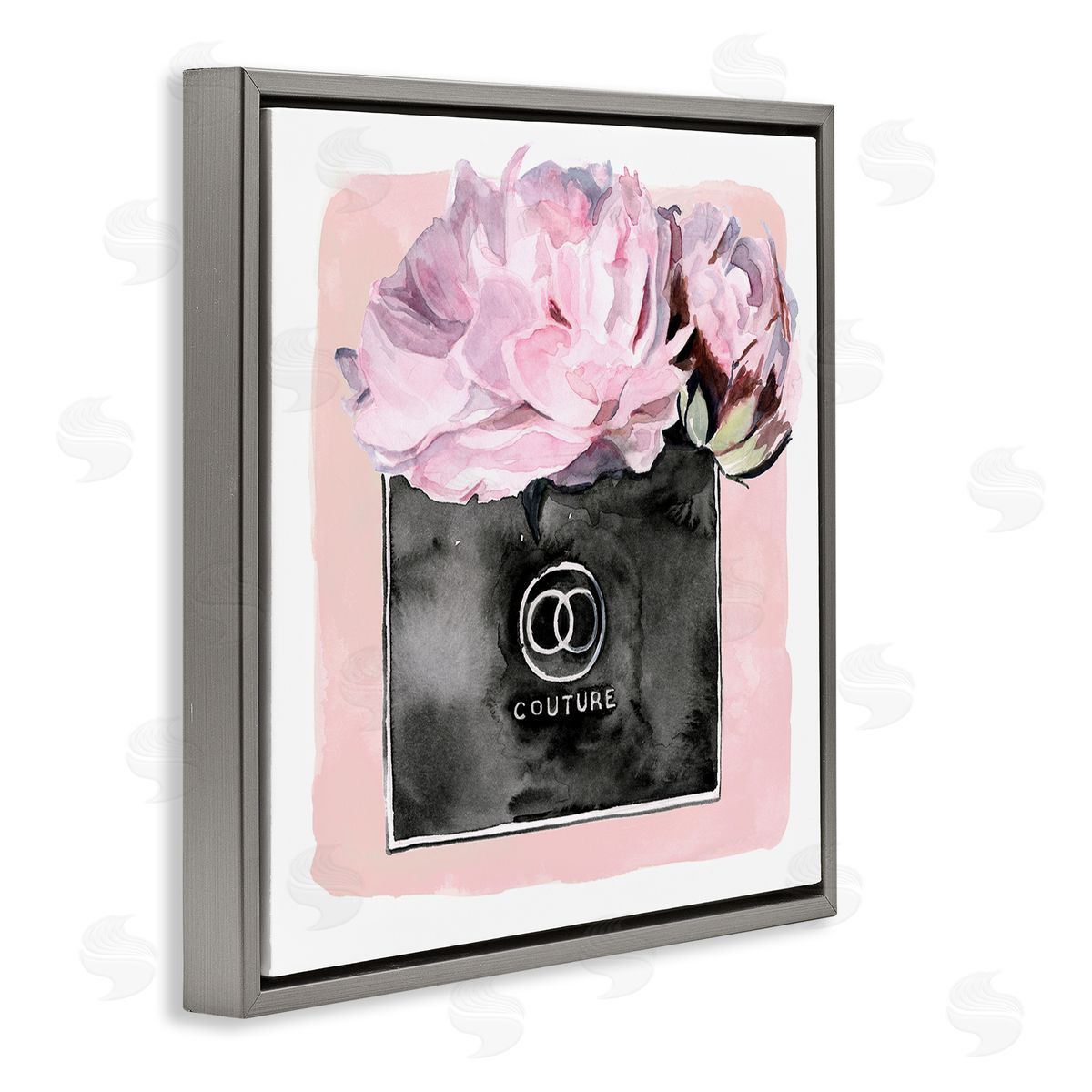 Jennifer Paxton Parker Pink Glam Blossom Fashion Couture Vase Gray Floating Frame Canvas Wall Art Print