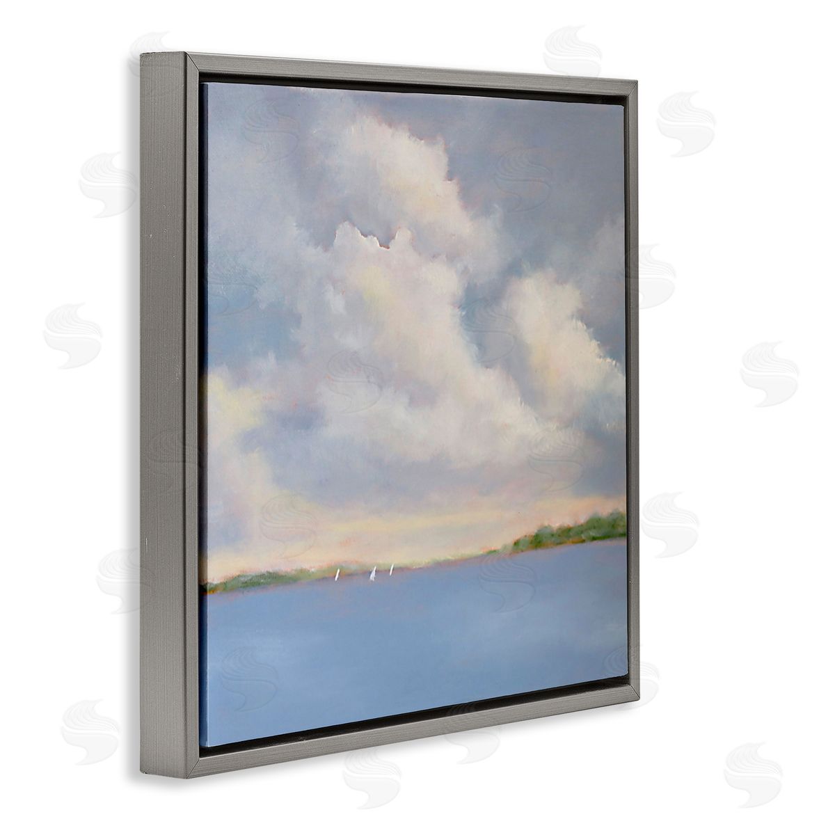 Catherine Andersen Vast Cloudy Sky Panoramic Ocean View Gray Floating Frame Canvas Wall Art Print