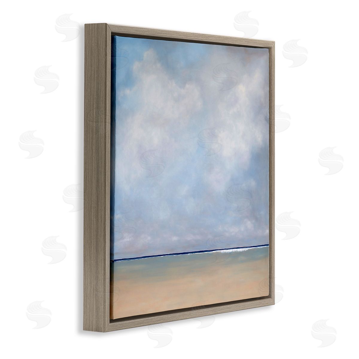 Catherine Andersen Abstract Beach Clouds Ocean Horizon Brown Floating Frame Canvas Wall Art Print