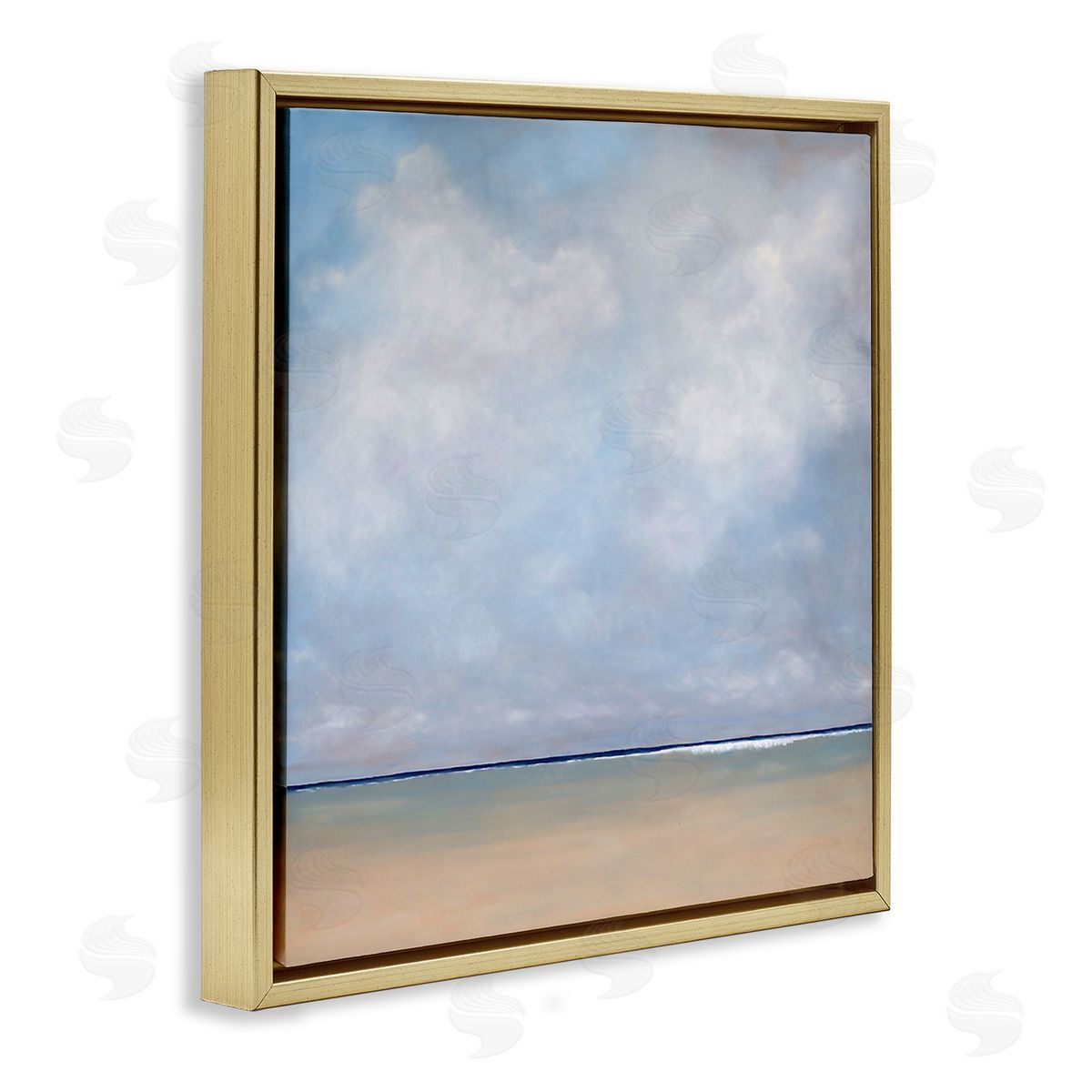 Catherine Andersen Abstract Beach Clouds Ocean Horizon Gold Floating Frame Canvas Wall Art Print