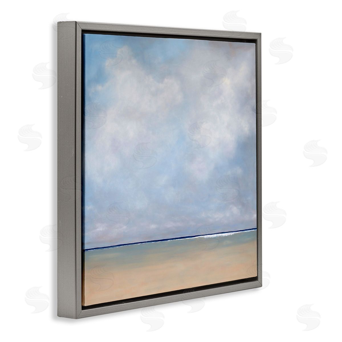 Catherine Andersen Abstract Beach Clouds Ocean Horizon Gray Floating Frame Canvas Wall Art Print