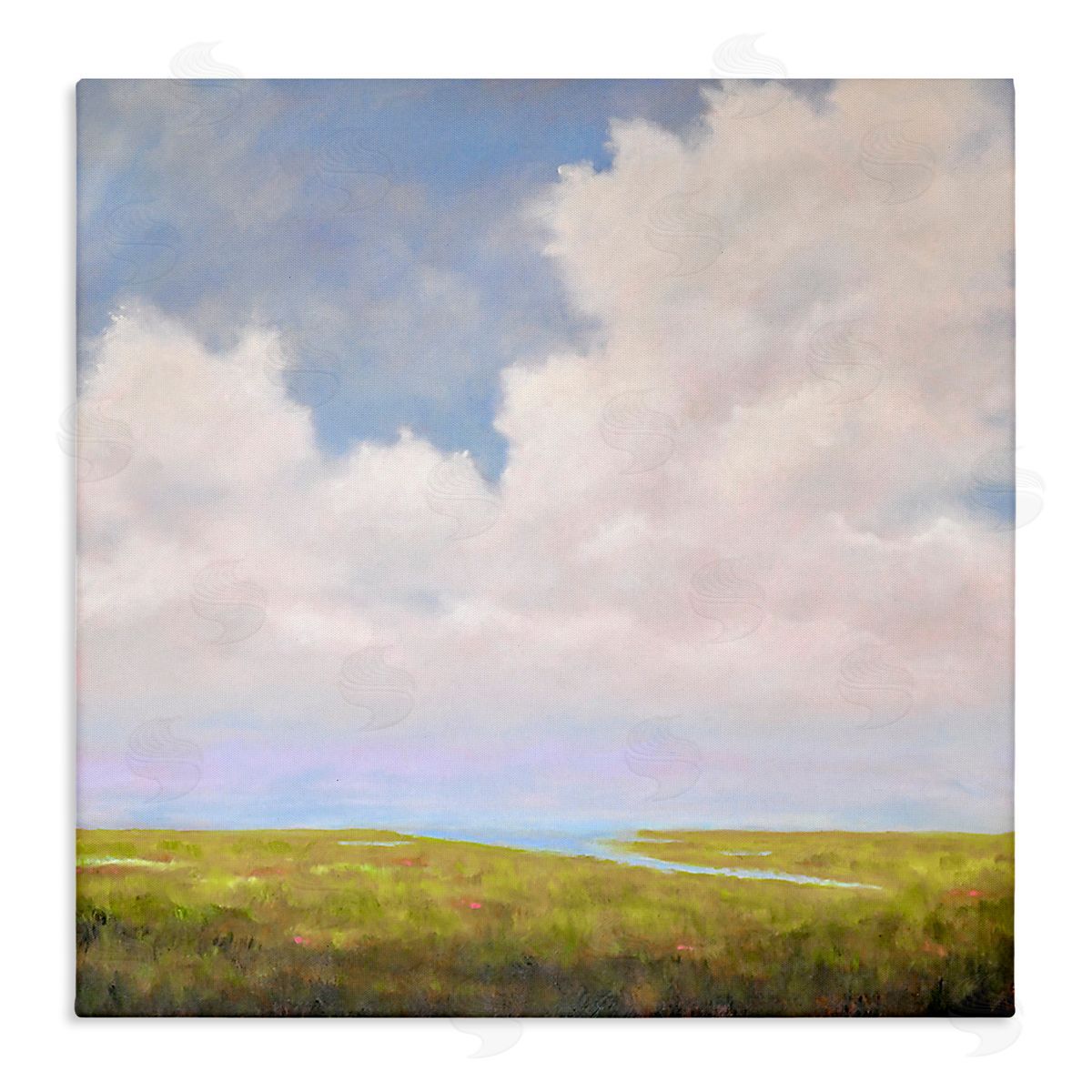 Catherine Andersen Cloudy Countryside Bay Inlet Stream Stretched Canvas Wall Art Print