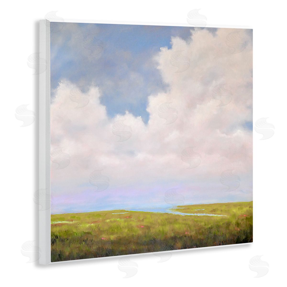 Catherine Andersen Cloudy Countryside Bay Inlet Stream Wooden Wall Plaque Art Print