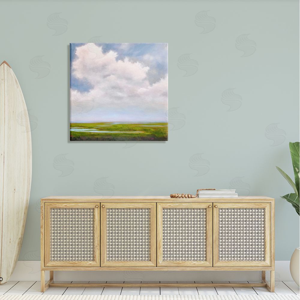 Catherine Andersen Panoramic Meadow Horizon Clouds Canvas Wall Art in Room