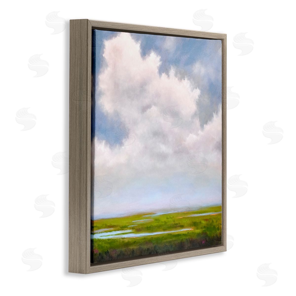 Catherine Andersen Panoramic Meadow Horizon Clouds Brown Floating Frame Canvas Wall Art Print