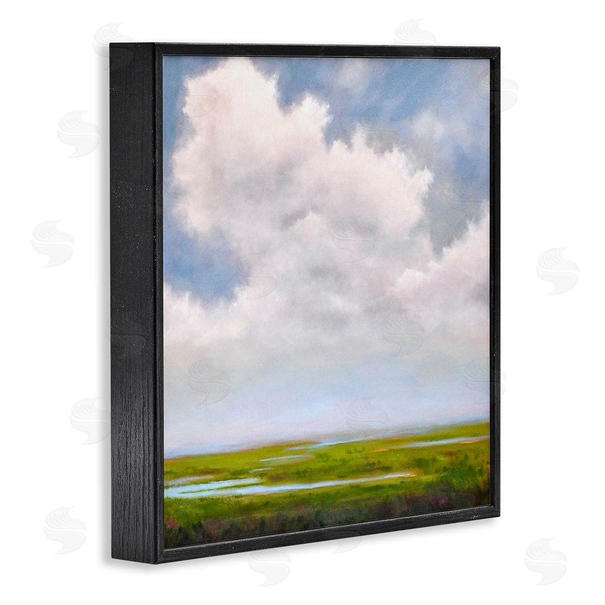 Catherine Andersen Panoramic Meadow Horizon Clouds Black Framed Glicee Wall Art Print