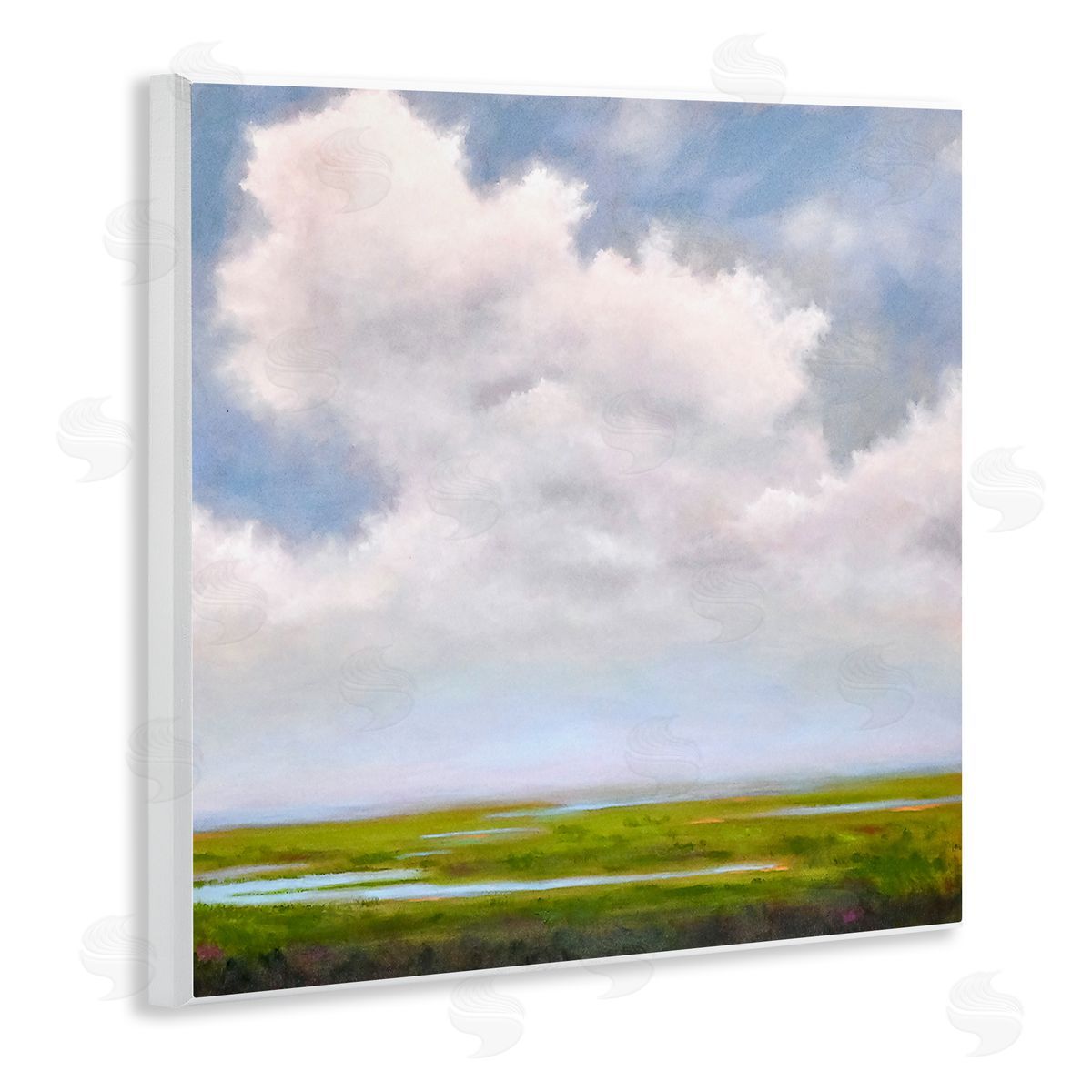 Catherine Andersen Panoramic Meadow Horizon Clouds Wooden Wall Plaque Art Print