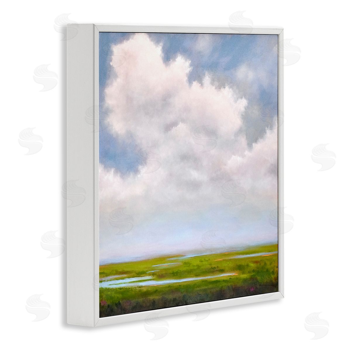 Catherine Andersen Panoramic Meadow Horizon Clouds White Framed Glicee Wall Art Print