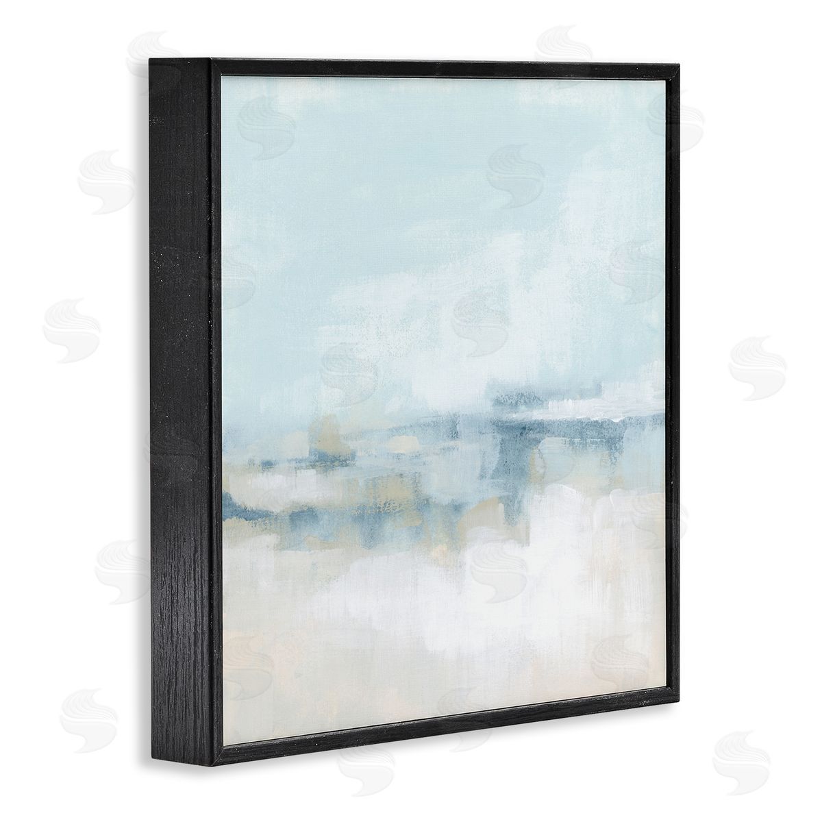 Abstract Cloudy Landscape Blue Fog Black Frame Print Wall Art, Home Decor by June Erica Vess