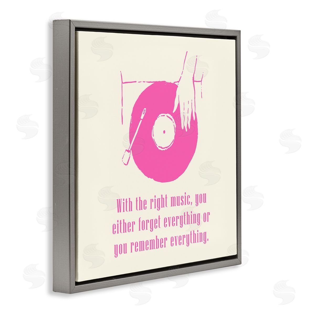 Melissa Wang With The Right Music DJ Turntable Gray Floating Frame Canvas Wall Art Print