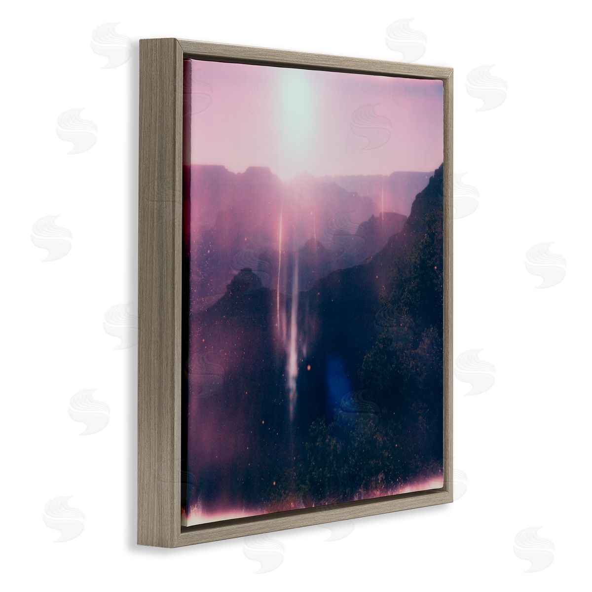 Jacob Green Vintage Lens Flare Mountain Brown Floating Frame Canvas Wall Art Print