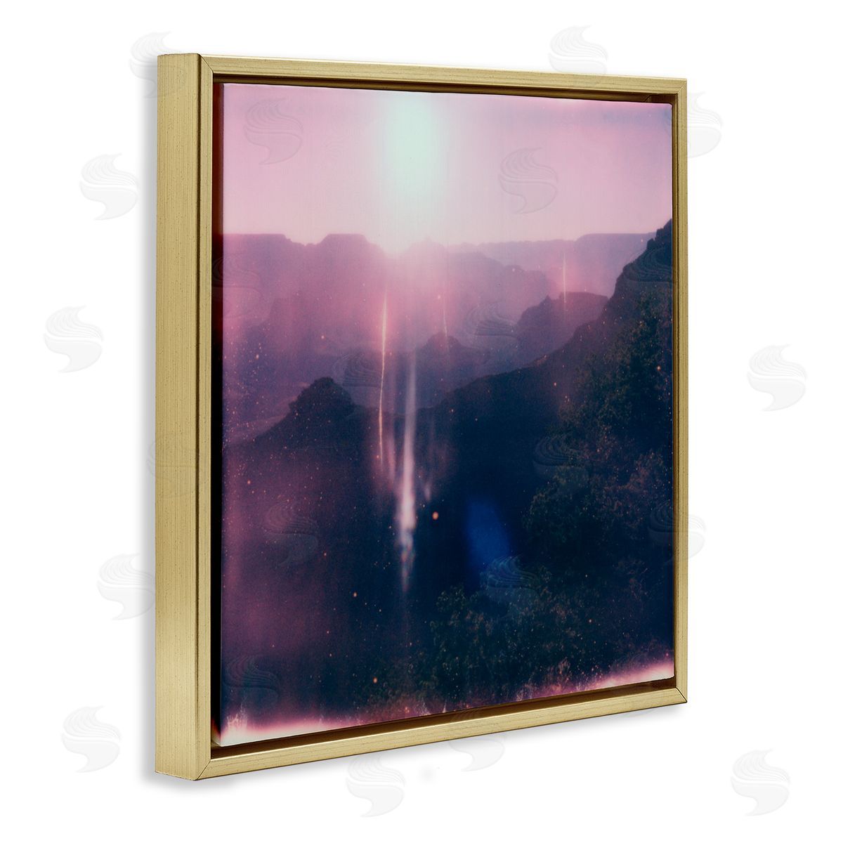 Jacob Green Vintage Lens Flare Mountain Gold Floating Frame Canvas Wall Art Print