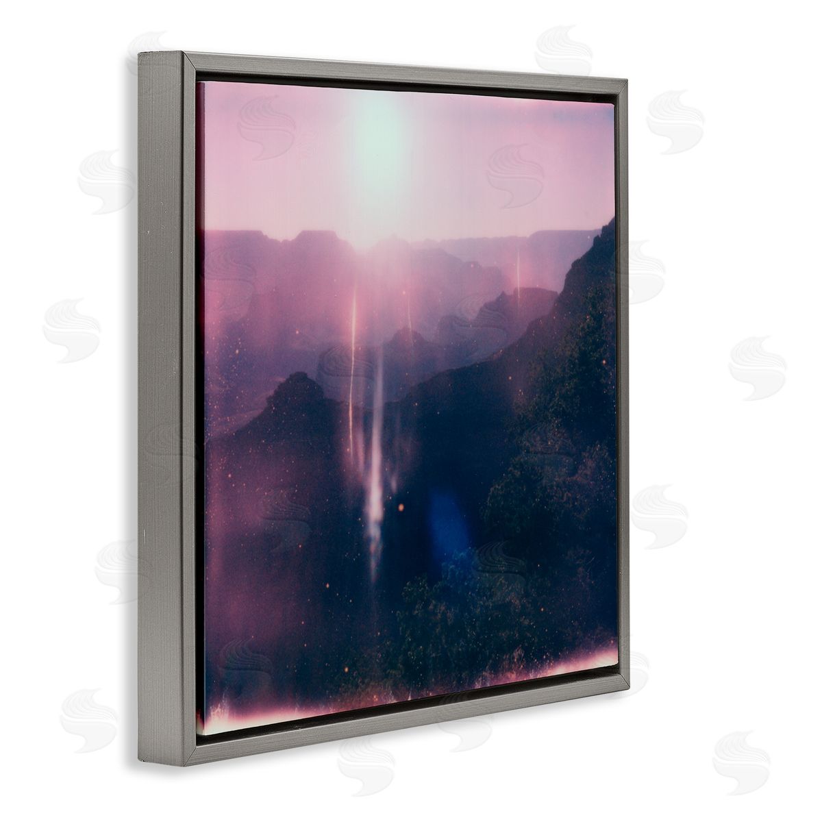 Jacob Green Vintage Lens Flare Mountain Gray Floating Frame Canvas Wall Art Print