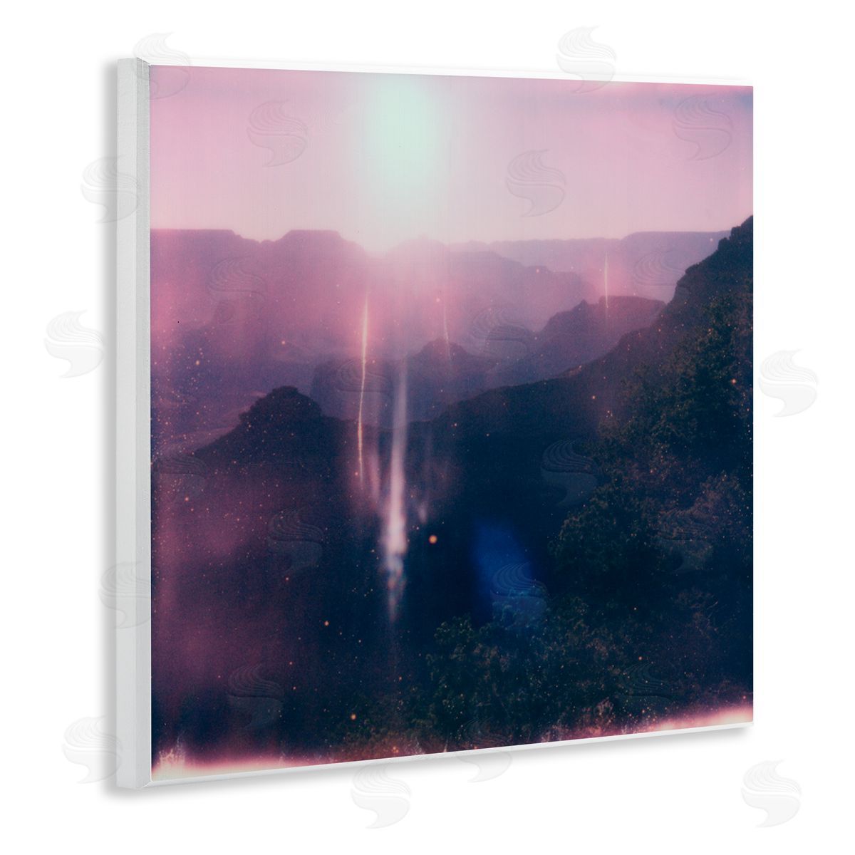 Jacob Green Vintage Lens Flare Mountain Wooden Wall Plaque Art Print