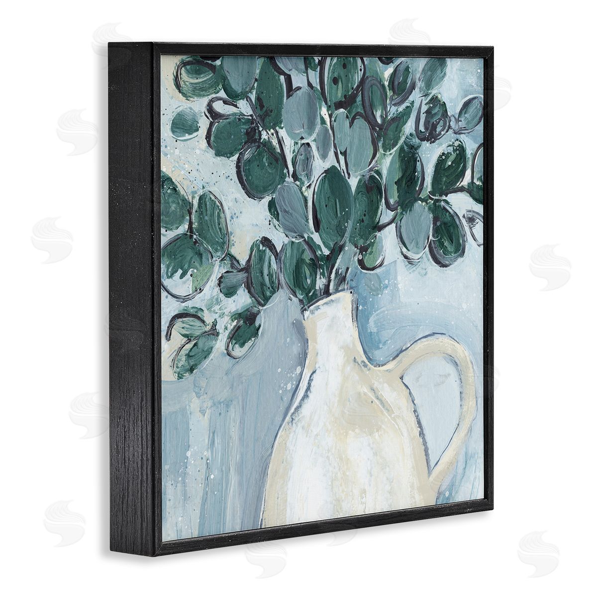 Annie Warren Modern Eucalyptus Plant Leaves Jug Vase Black Framed Glicee Wall Art Print