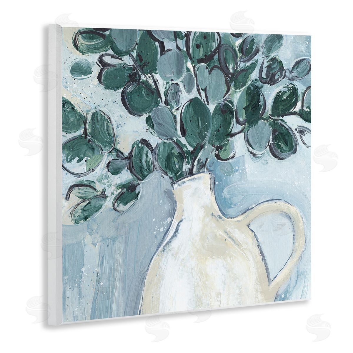 Annie Warren Modern Eucalyptus Plant Leaves Jug Vase Wooden Wall Plaque Art Print