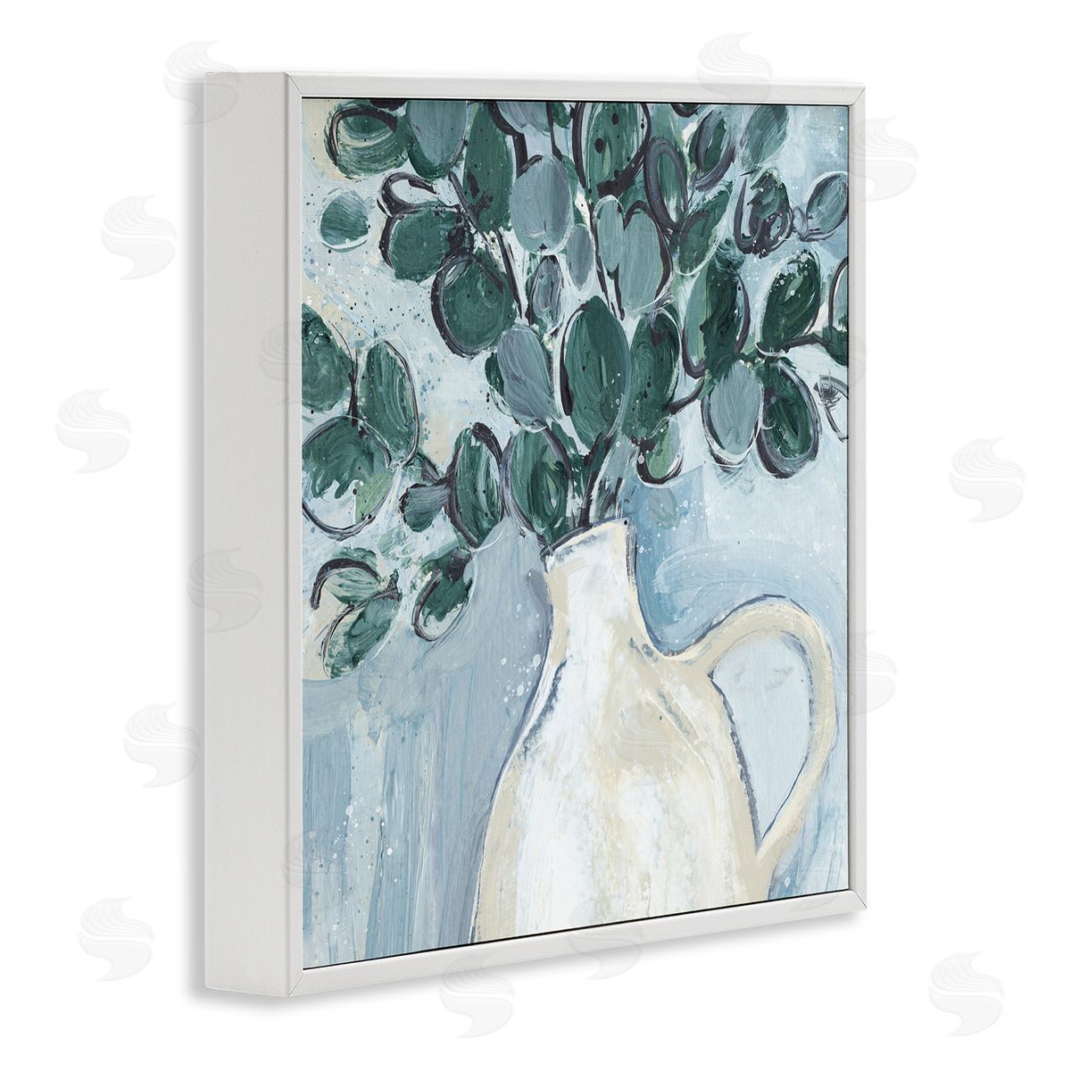 Annie Warren Modern Eucalyptus Plant Leaves Jug Vase White Framed Glicee Wall Art Print