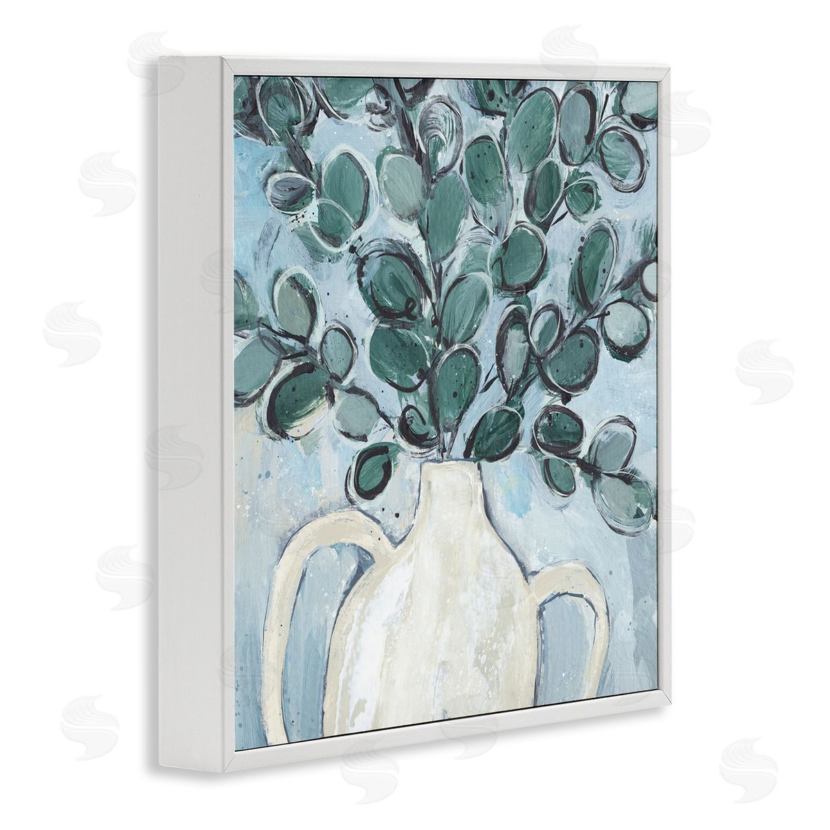 Annie Warren Contemporary Eucalyptus Herb Plant Vase White Framed Glicee Wall Art Print