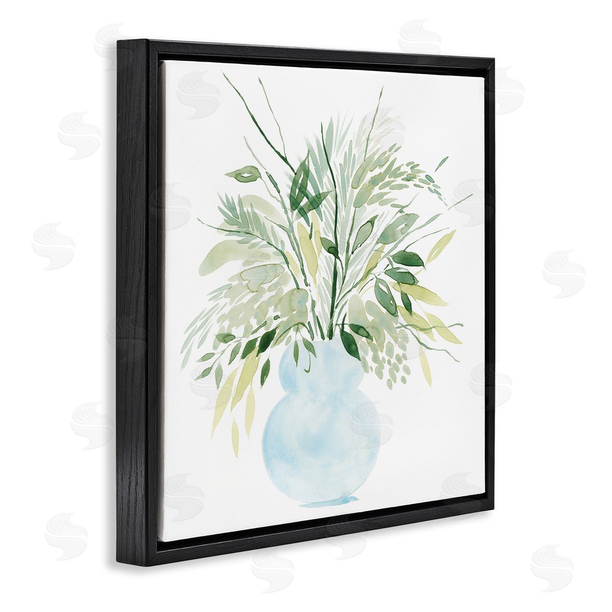 Grace Popp Delicate Layered Greenery Plants Vase Black Floating Frame Canvas Wall Art Print