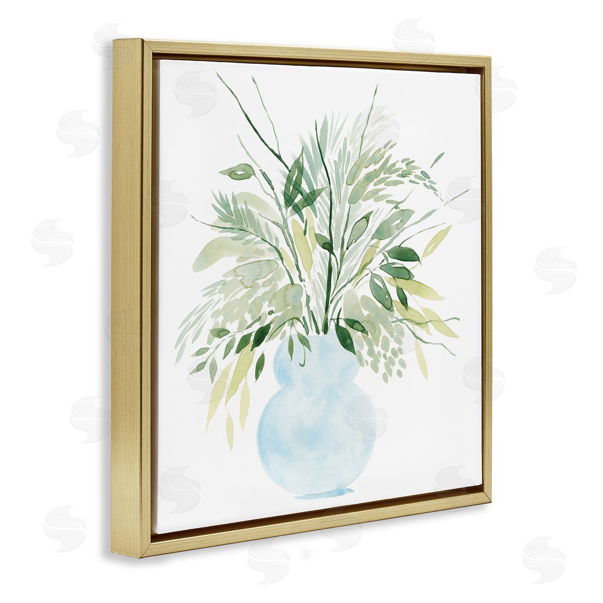 Grace Popp Delicate Layered Greenery Plants Vase Gold Floating Frame Canvas Wall Art Print
