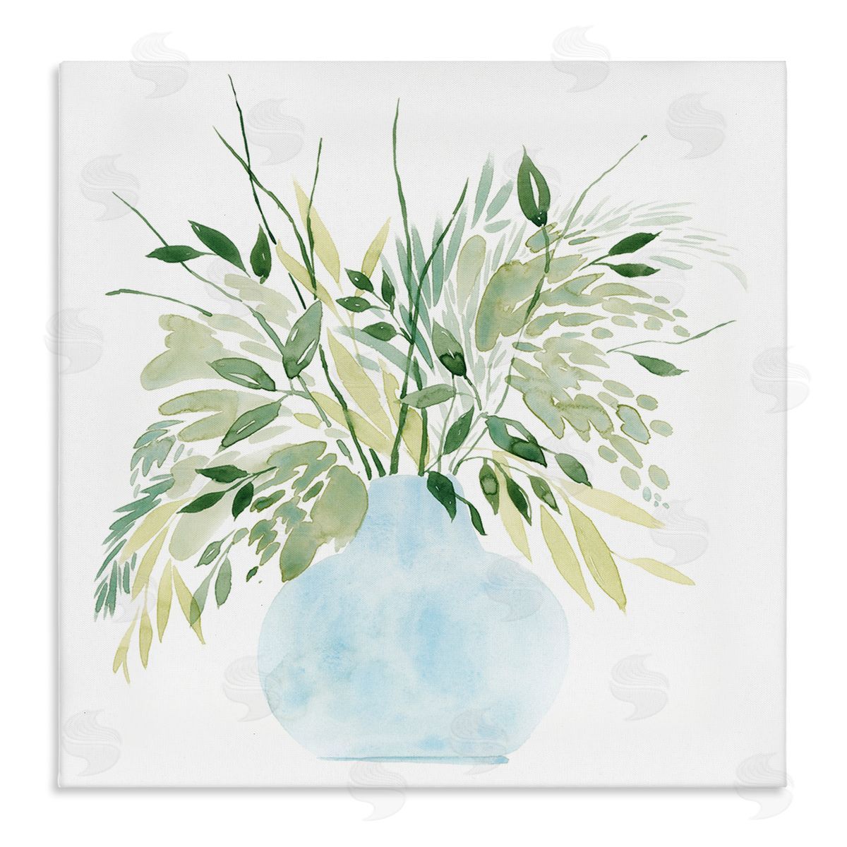 Grace Popp Layered Watercolor Style Plant Leaves Stretched Canvas Wall Art Print