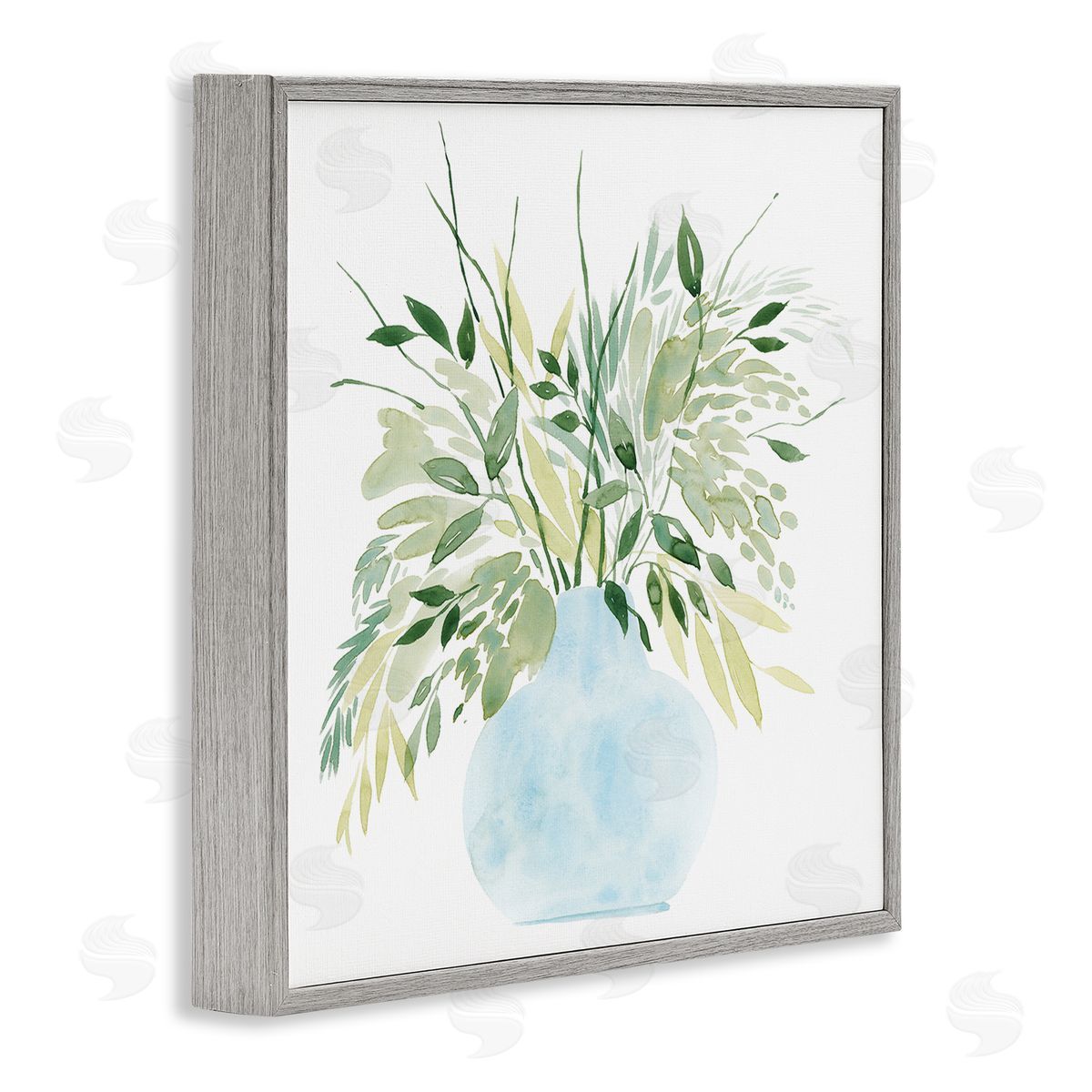 Grace Popp Layered Watercolor Style Plant Leaves Gray Framed Glicee Wall Art Print
