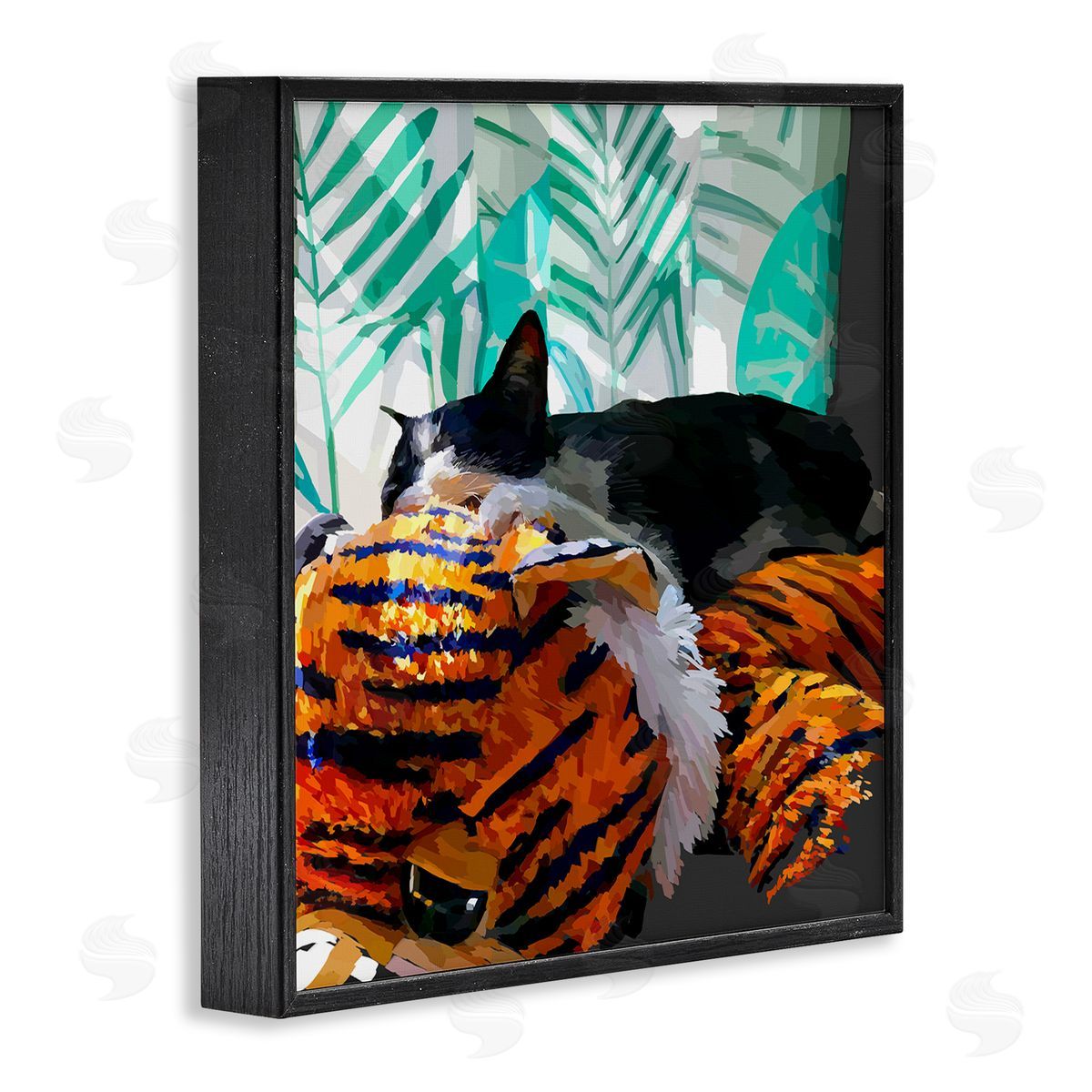 Emily Kalina Cuddling Cat Cozy Relaxing Pet  Black Framed Glicee Wall Art Print