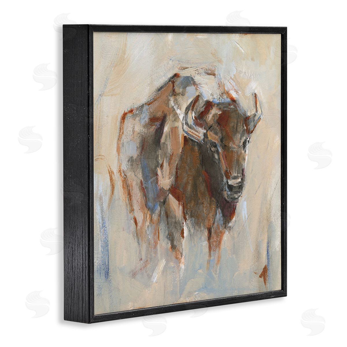 Ethan Harper Country Bison Abstract Brush Strokes Black Framed Glicee Wall Art Print